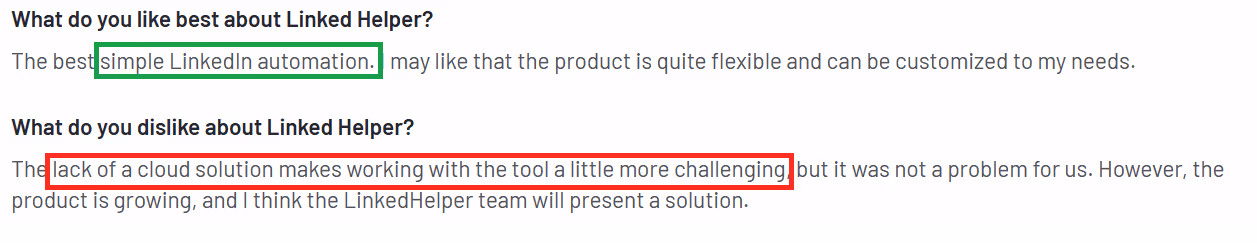 user review of LinkedIn Helper 