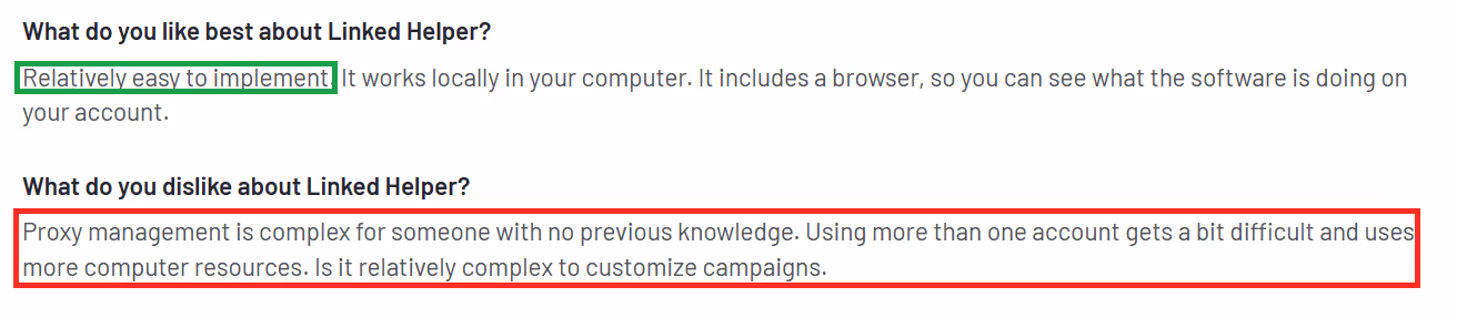user review of LinkedIn Helper 