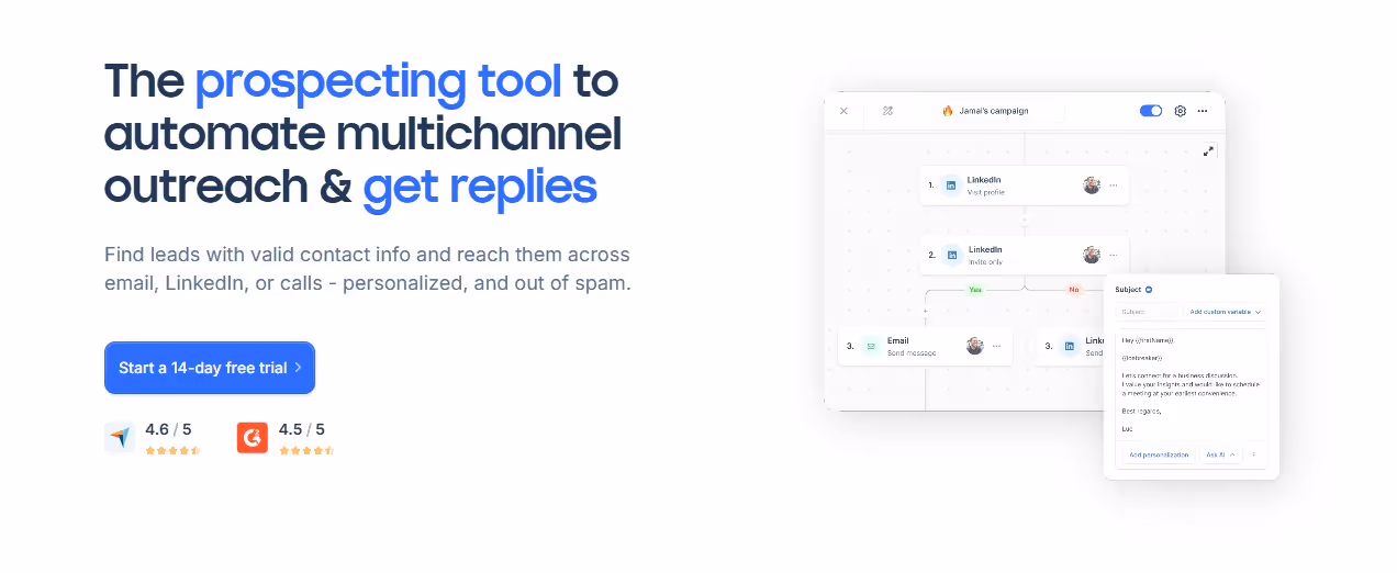 The Lemlist homepage.