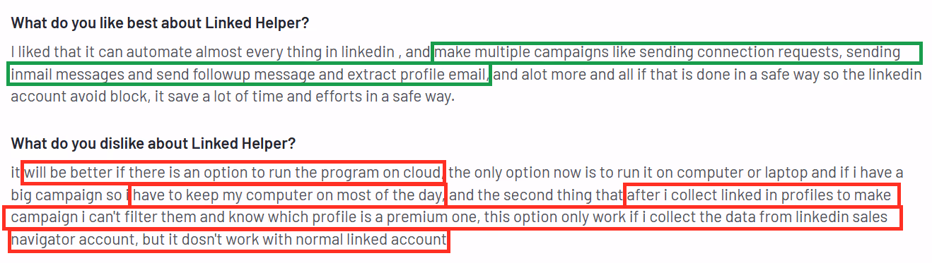 user review of LinkedIn Helper 