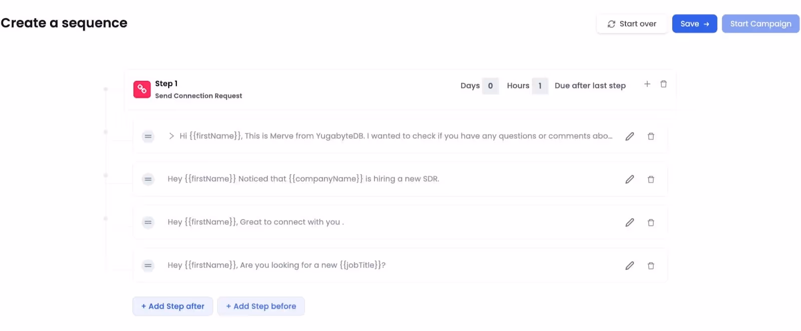 salesrobot campaign sequence creation