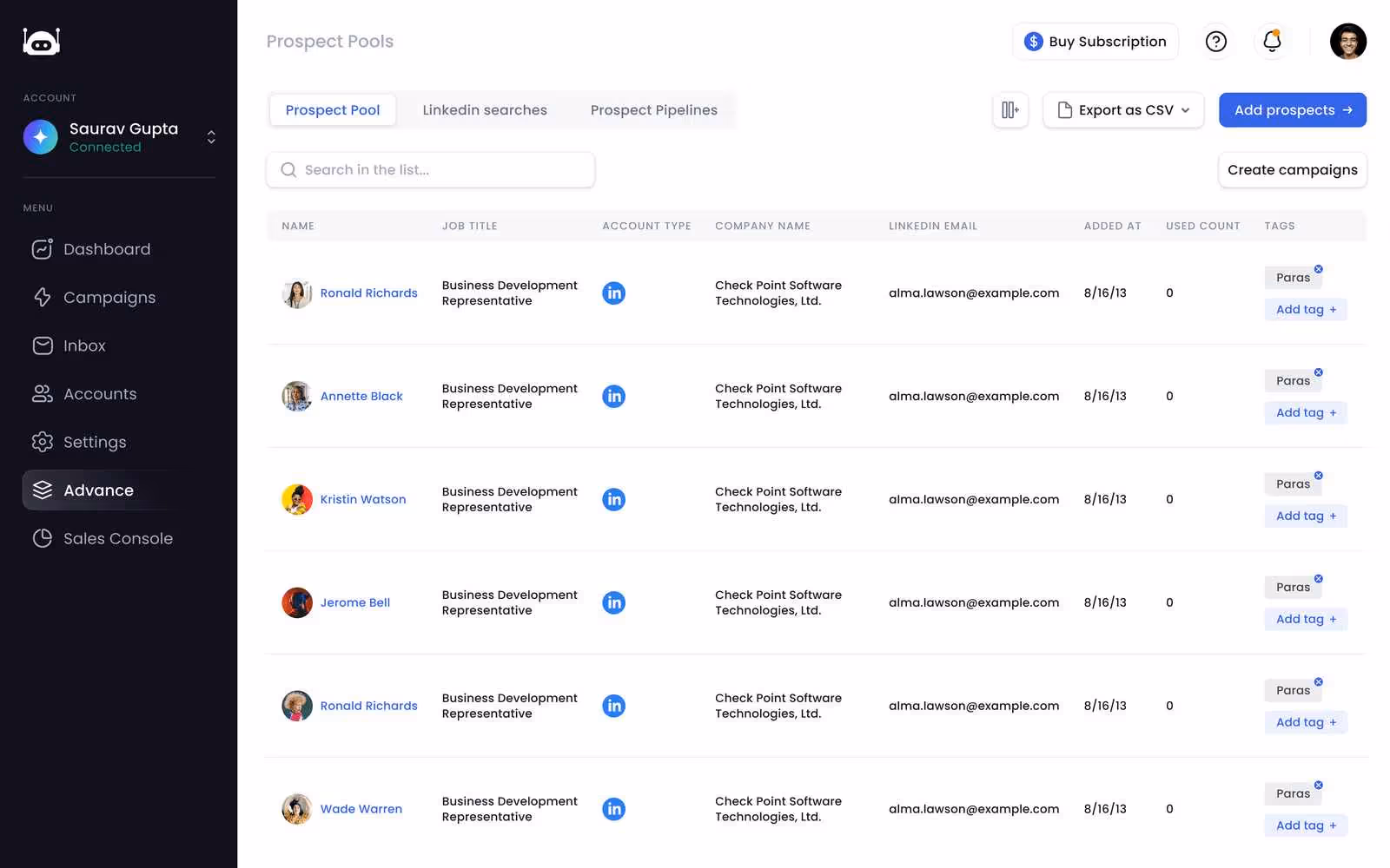 salesrobot prospect pools