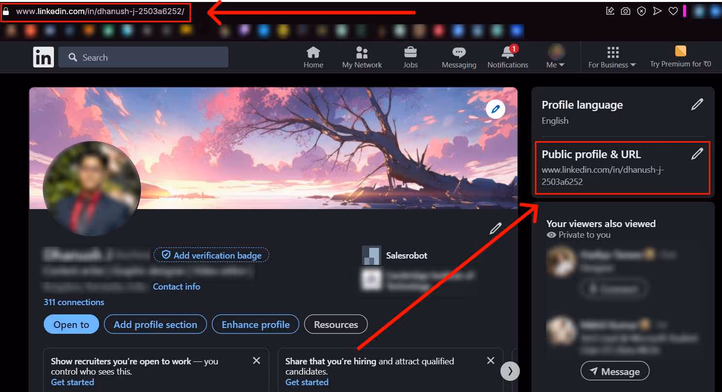 LinkedIn profile URL