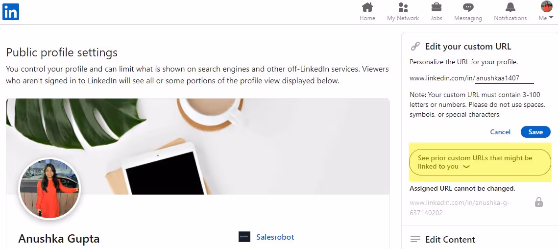 See prior custom urls option on the public profile settings page