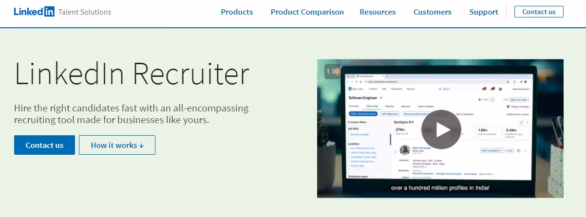 LinkedIn Recruiter page