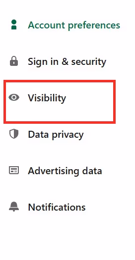 Image of visibility tab on linkedin