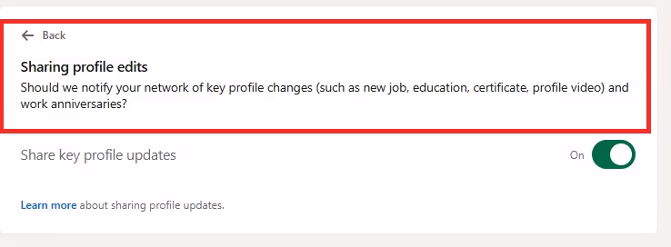 Image of option on linkedin to share profile