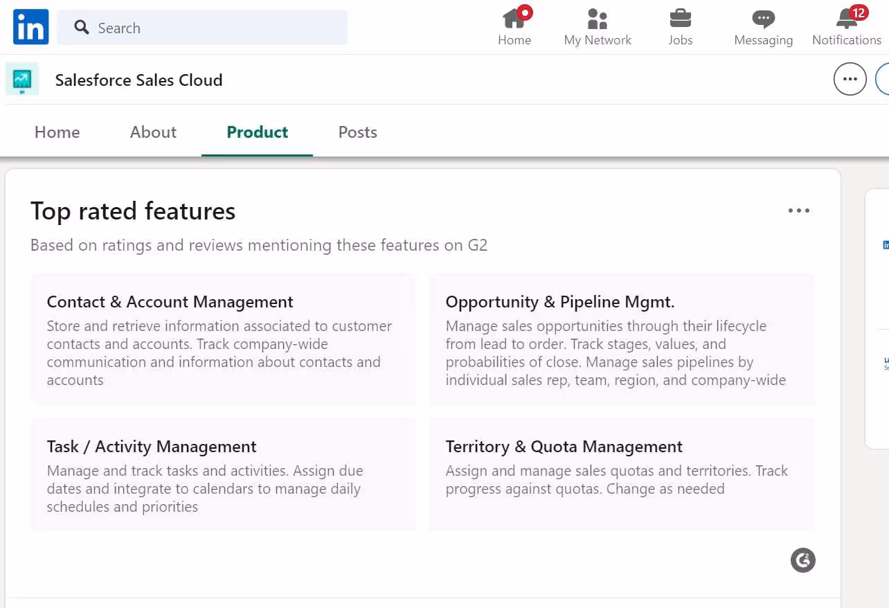 Salescloud product page is seen