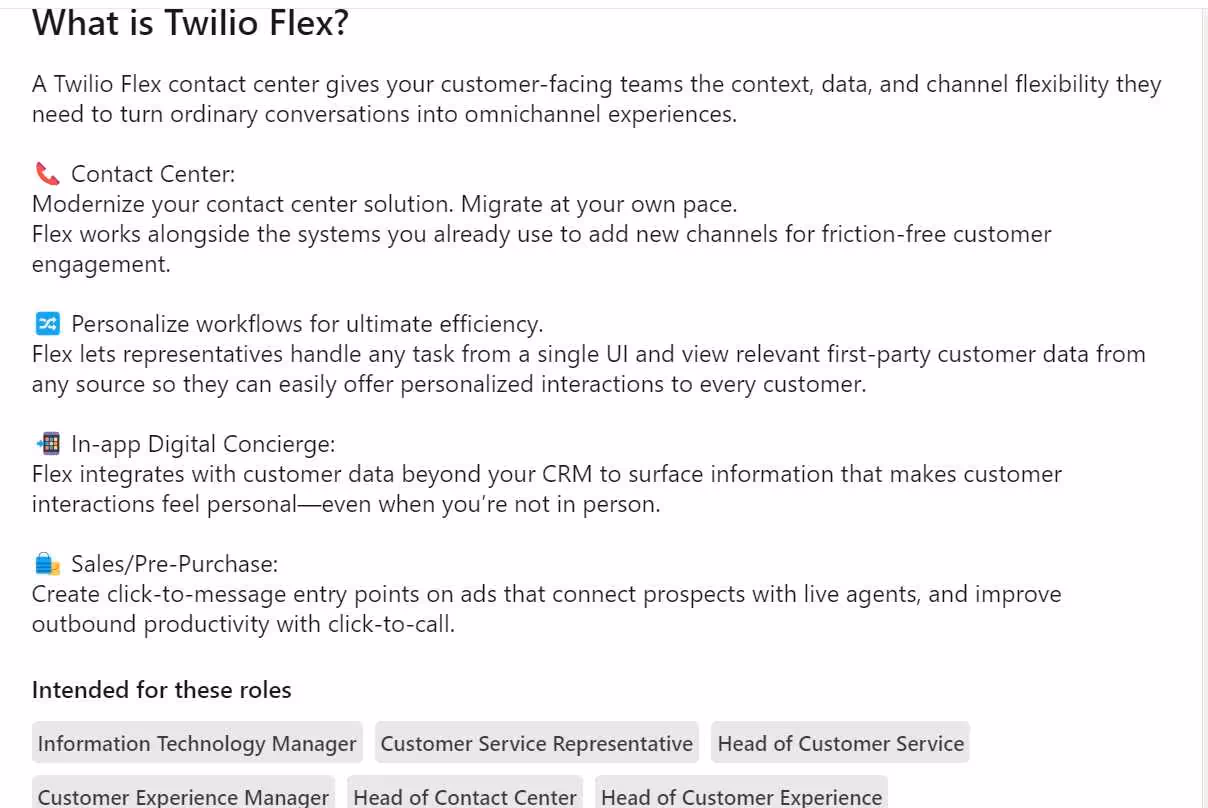 Twilio Flex Product page description