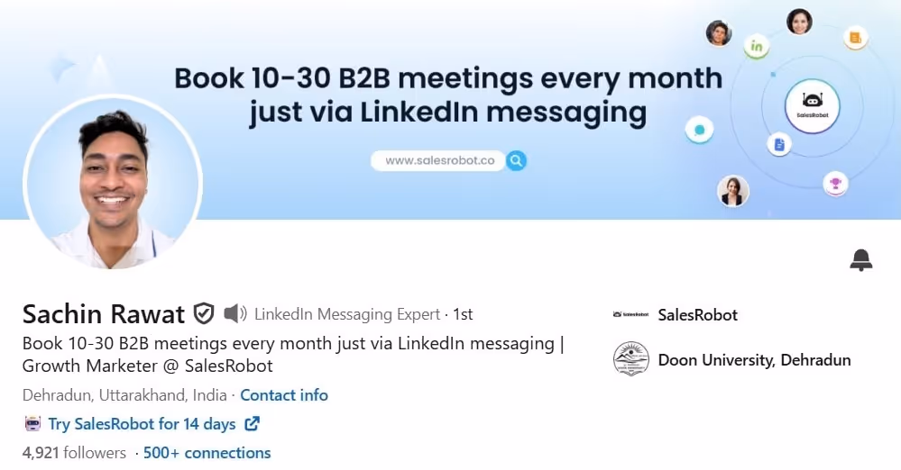 Sachin's LinkedIn profile