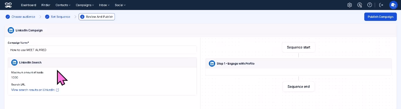 Automated campaigns in Meet Alfred