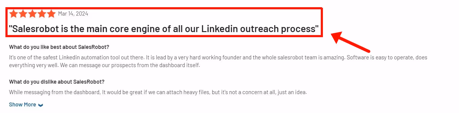 Customer review of Salesrobot