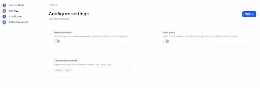 Salesrobot configure settings