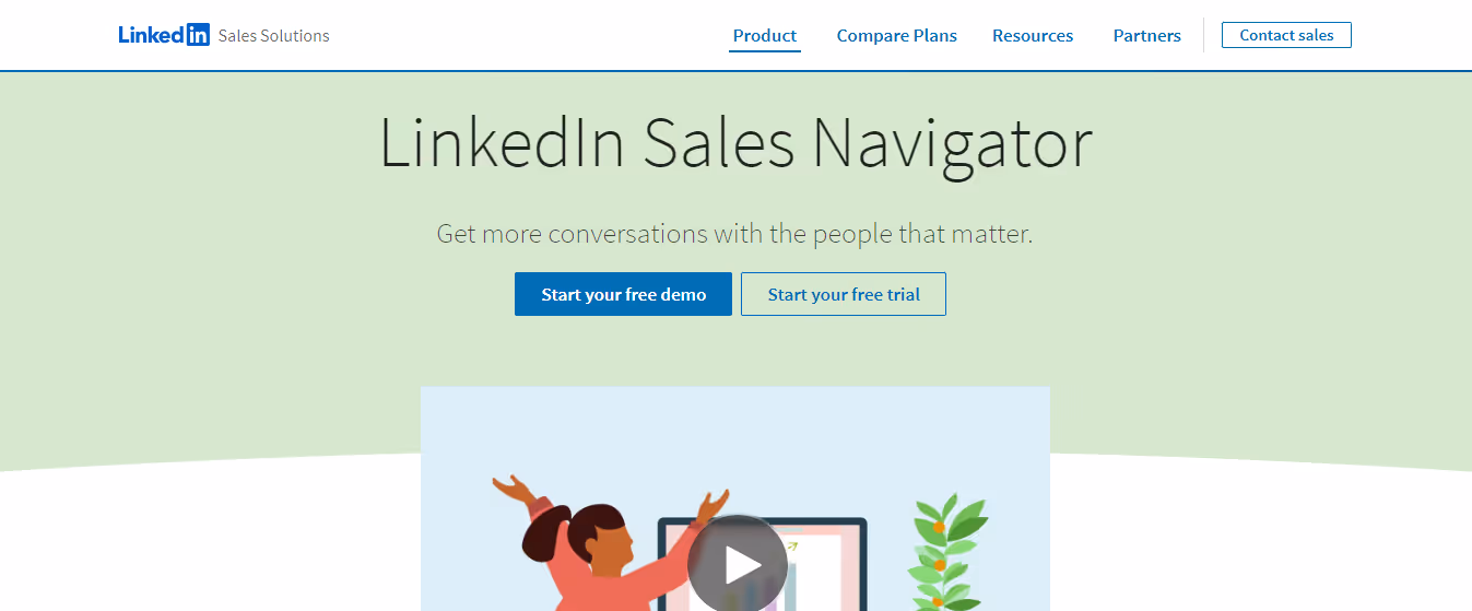 LinkedIn Sales Navigator home page.