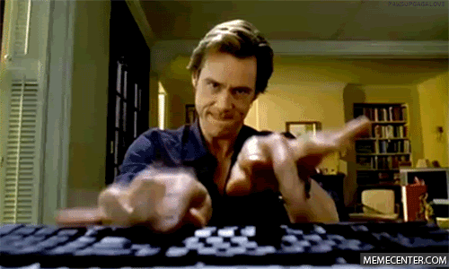Jim Carrey typing fast