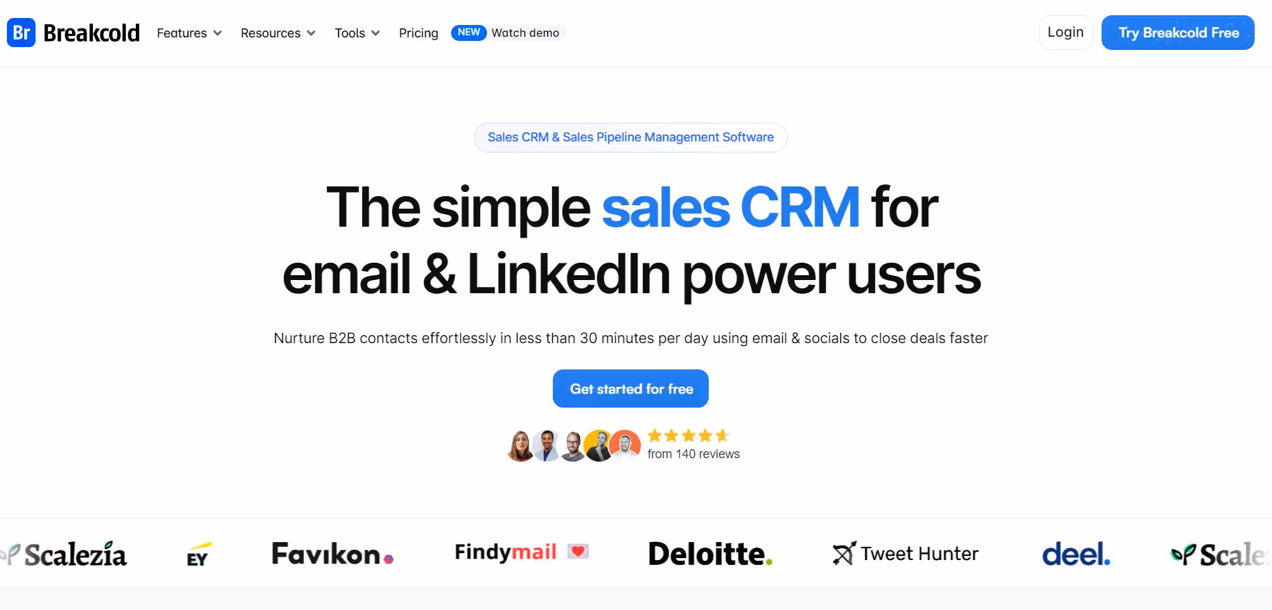 Breakcold CRM homepage