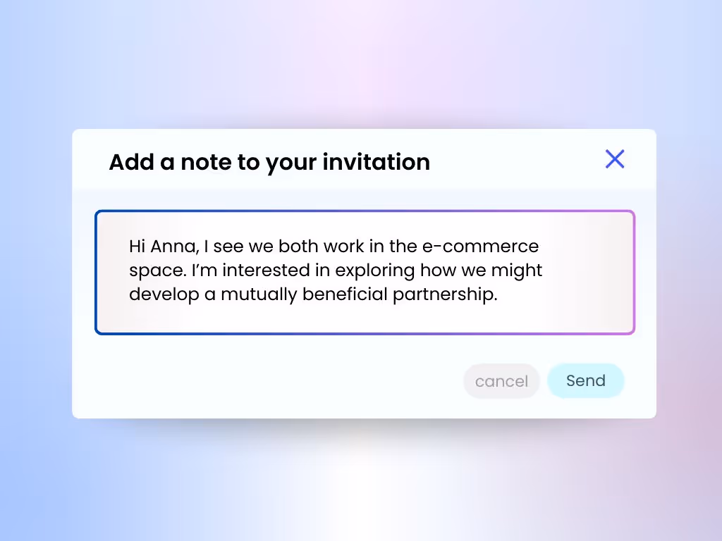 Connection request template to use if you to propose a collaboration to a potential partner