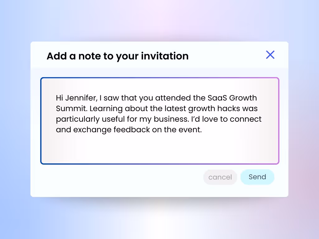 Connection request template to use if you reach out to an attendee from an event you attended