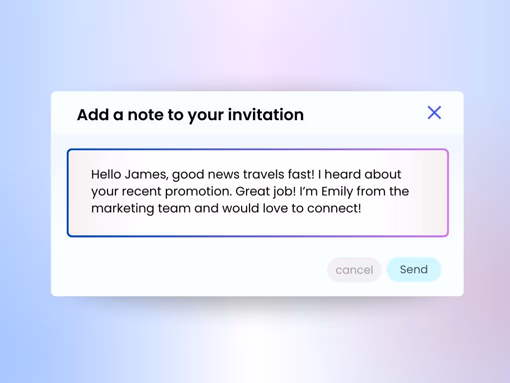 Connection request template to use if you add a current colleague to your LinkedIn network