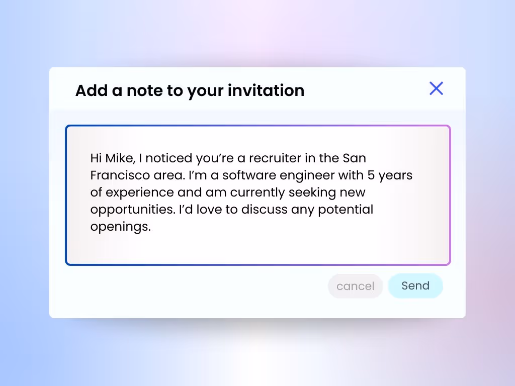 Connection request template to use if you want to send a connection request to a recruiter