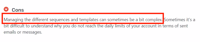 A review saying La Growth Machine is difficult to use.