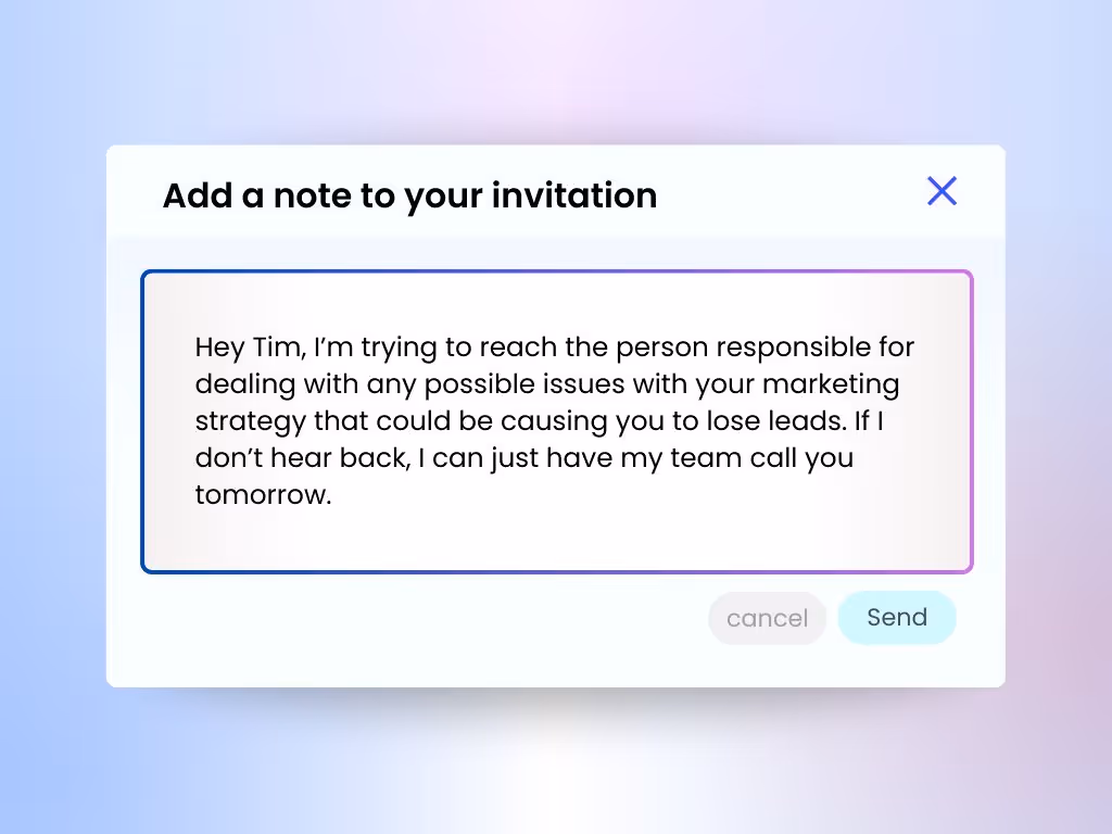 Connection request template to use if you want to invite a connection for a quick call or meeting