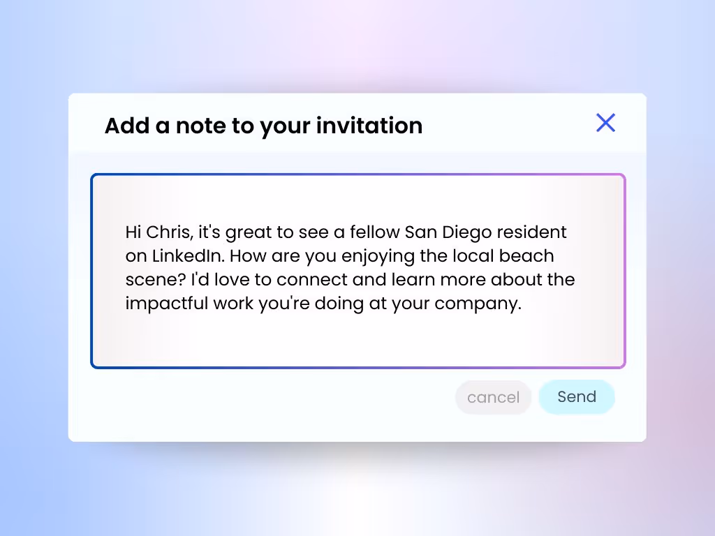 Connection request template to use if you want to connect with local leaders in your area