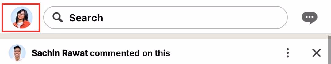 Profile icon in the LinkedIn app