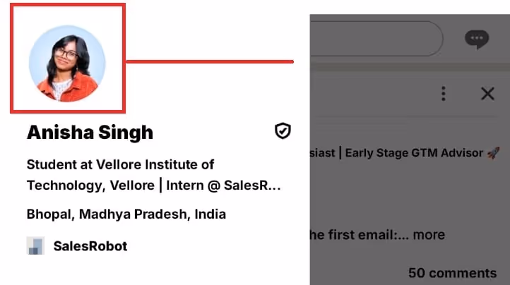 View profile option in the LinkedIn app