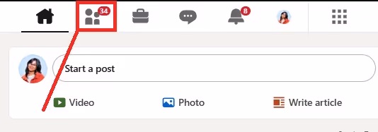 'My network' option on the LinkedIn website