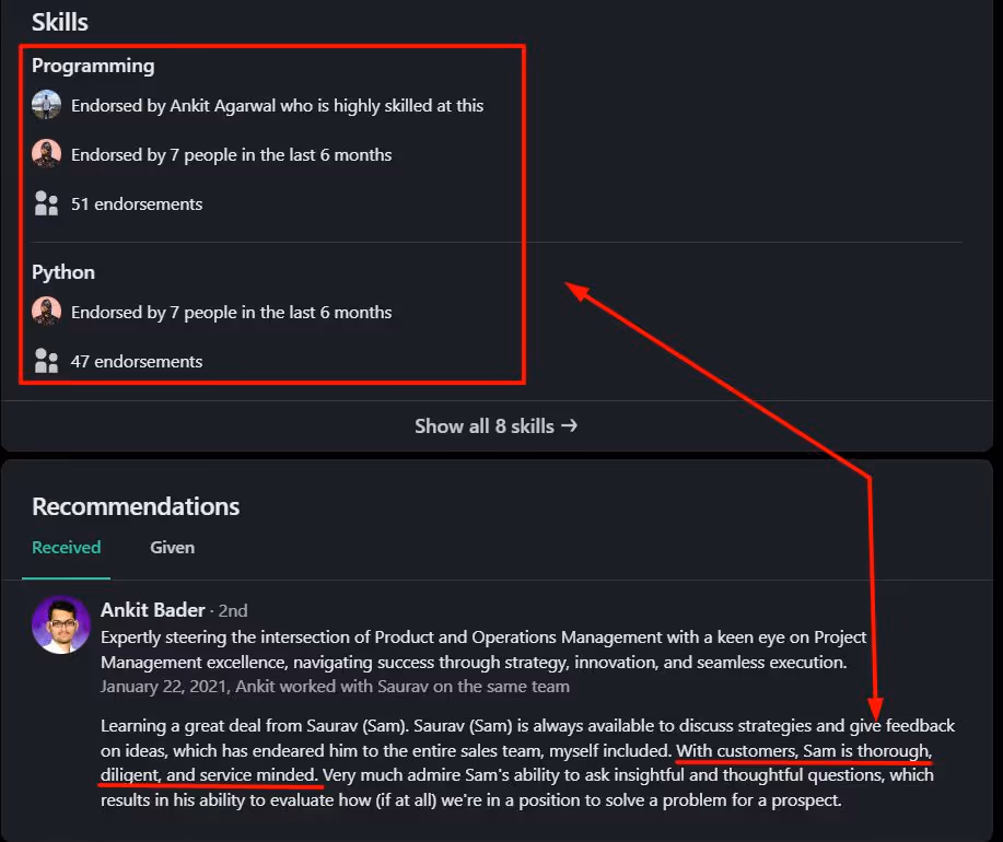 LinkedIn endorsement