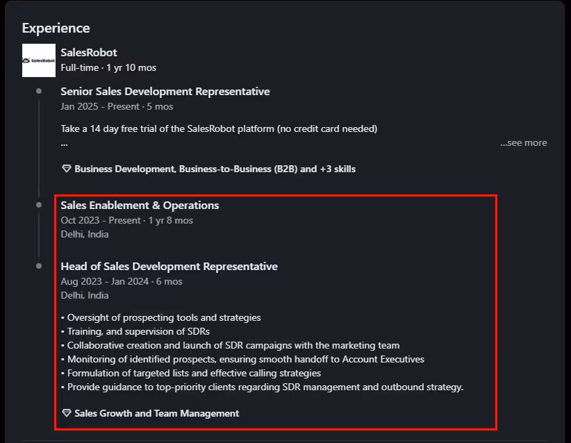 LinkedIn job description