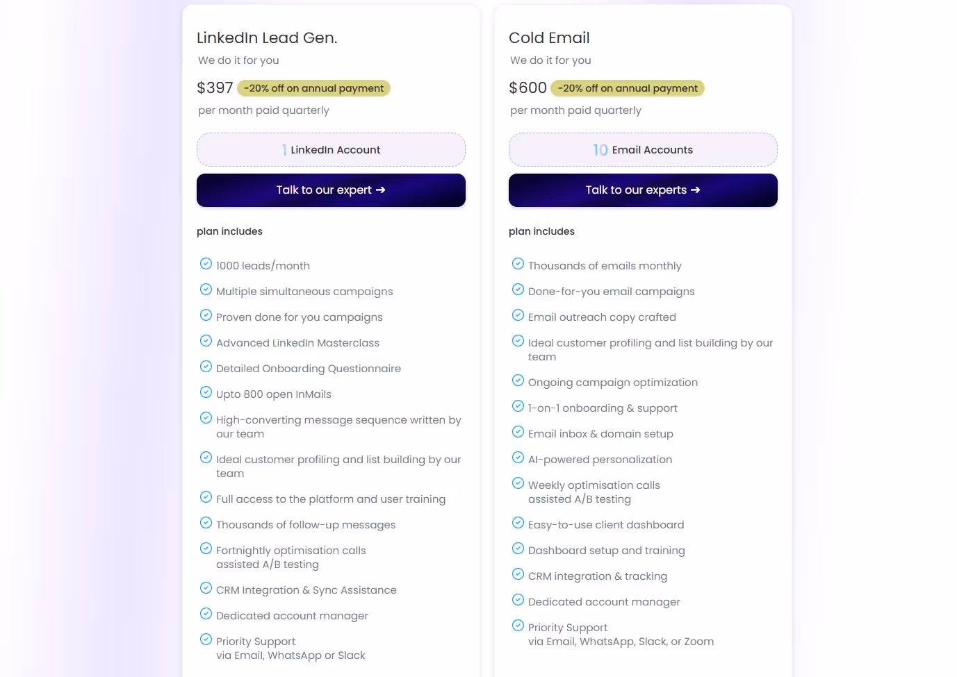 SalesRobot Services plan