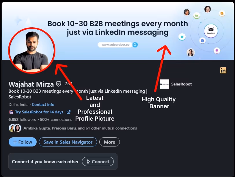 Customized LinkedIn profile picture and banner