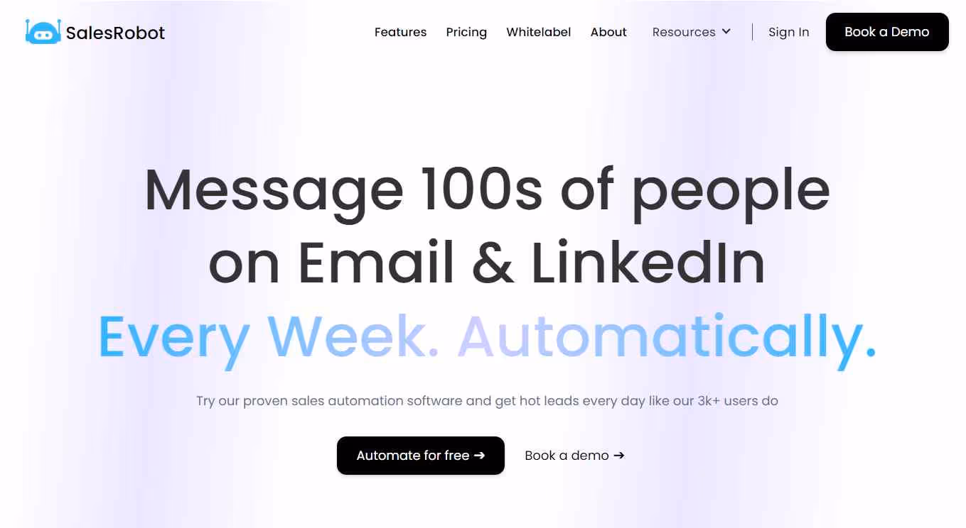 SalesRobot homepage 