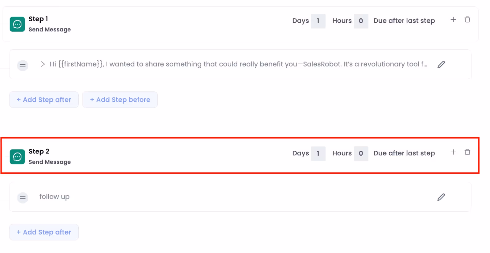 Scheduling automated follow ups on SalesRobot