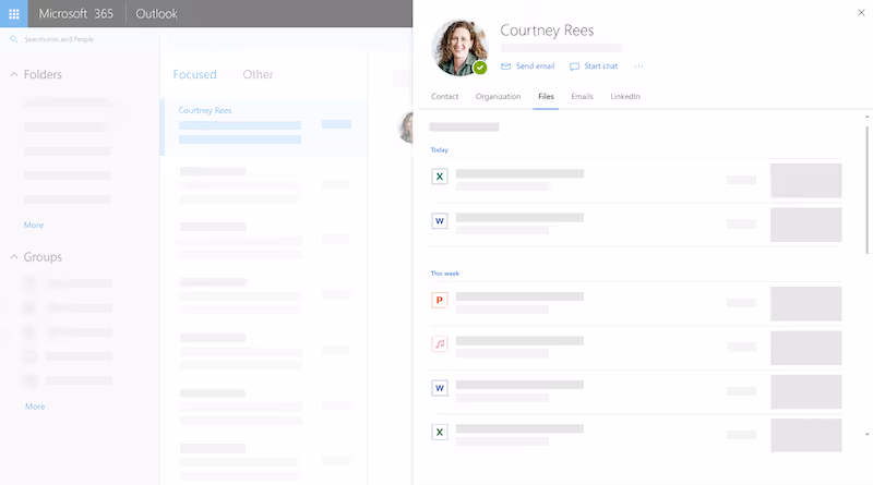 LinkedIn profile cards in Outlook