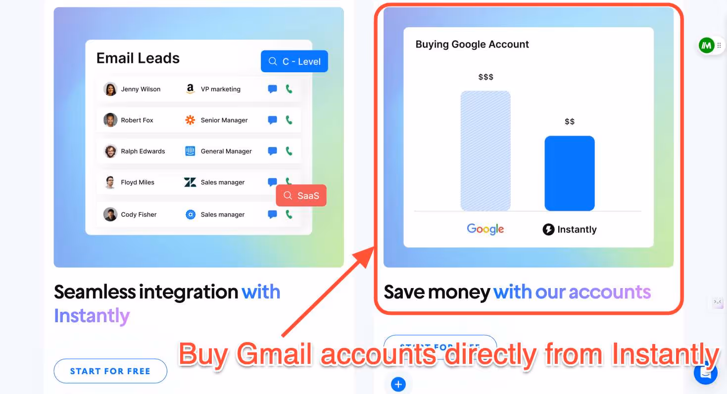 Buy Gmail accounts directly from Instantly