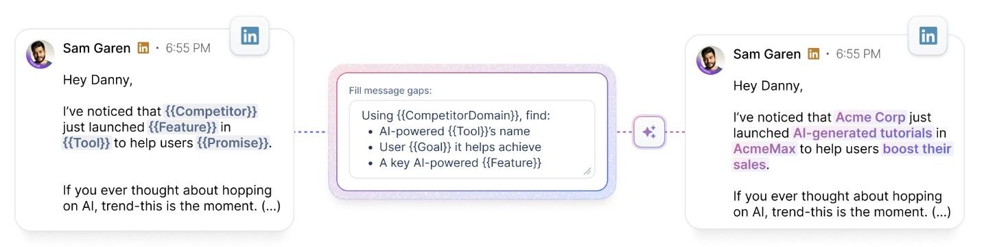LinkedIn message about a competitor launching a new feature.
