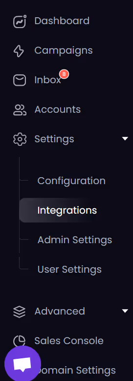 SalesRobot navigation menu.
