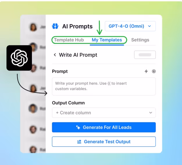 Screenshot of the AI Prompts interface, allowing users to write and generate prompts.