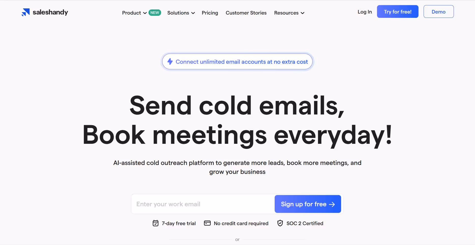 Saleshandy cold email outreach platform to generate more leads and book meetings.