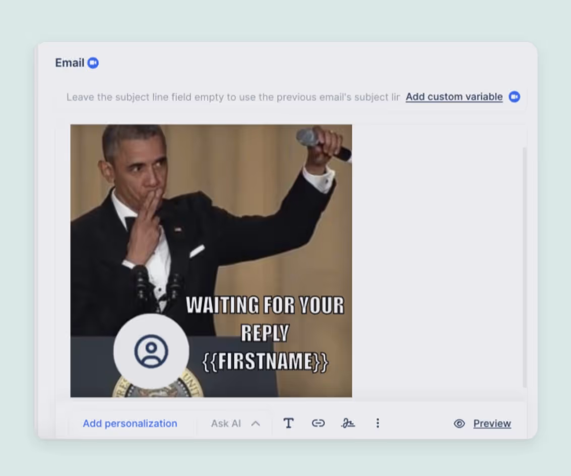 Meme of Barack Obama waiting for a reply.