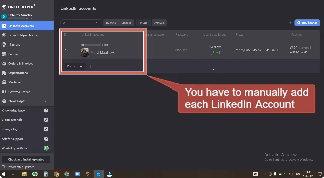 Manually adding LinkedIn accounts to Linked Helper.
