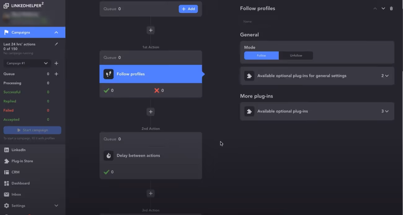 Linked Helper campaign settings.