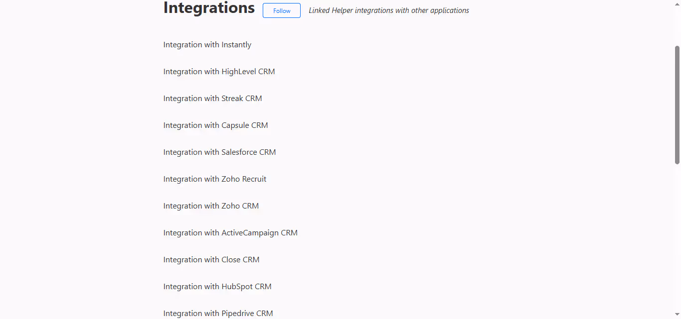 linked helper integrations