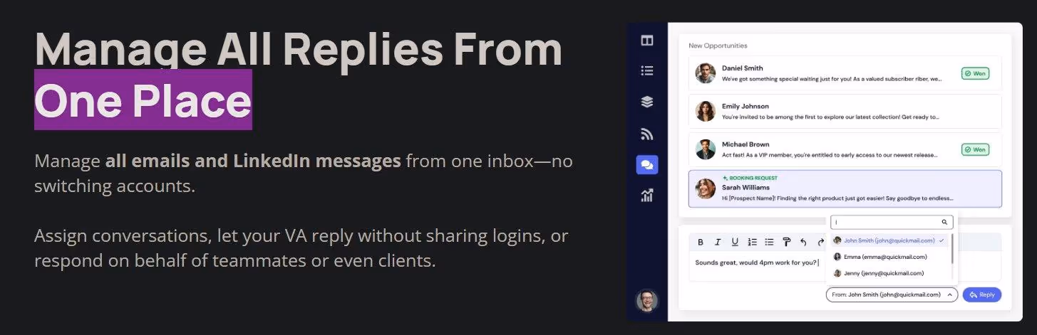 QuickMail centralized inbox.
