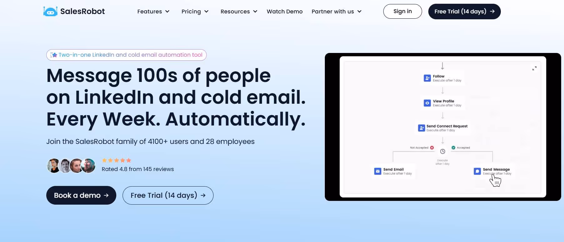 SalesRobot homepage.