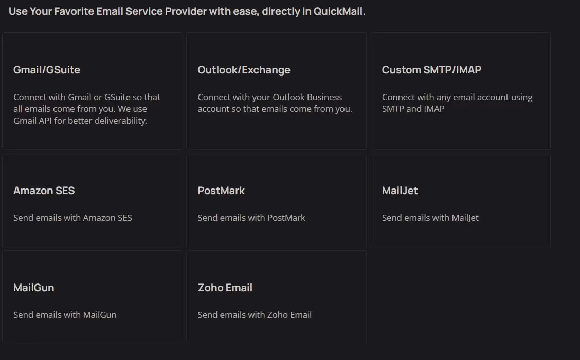 Quickmail integrations.