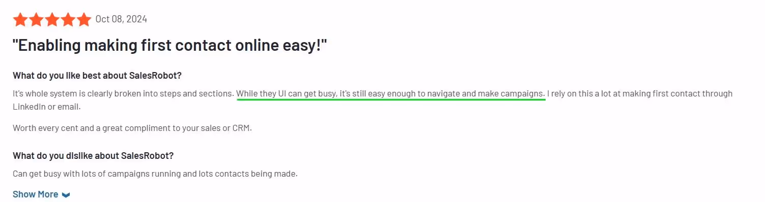 G2 review of SalesRobot